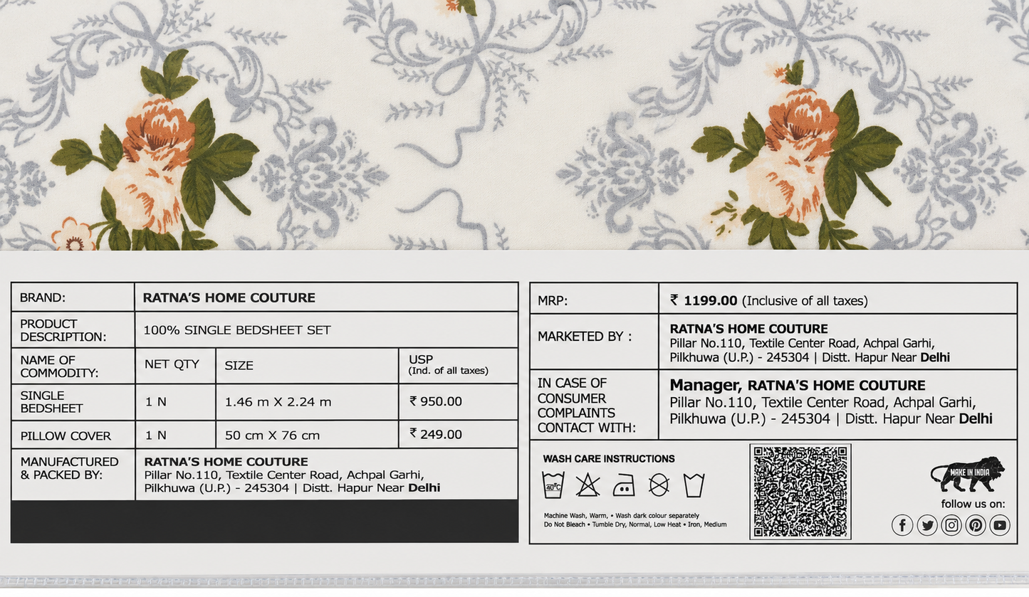 Ratna's Home Single Bedsheet Set