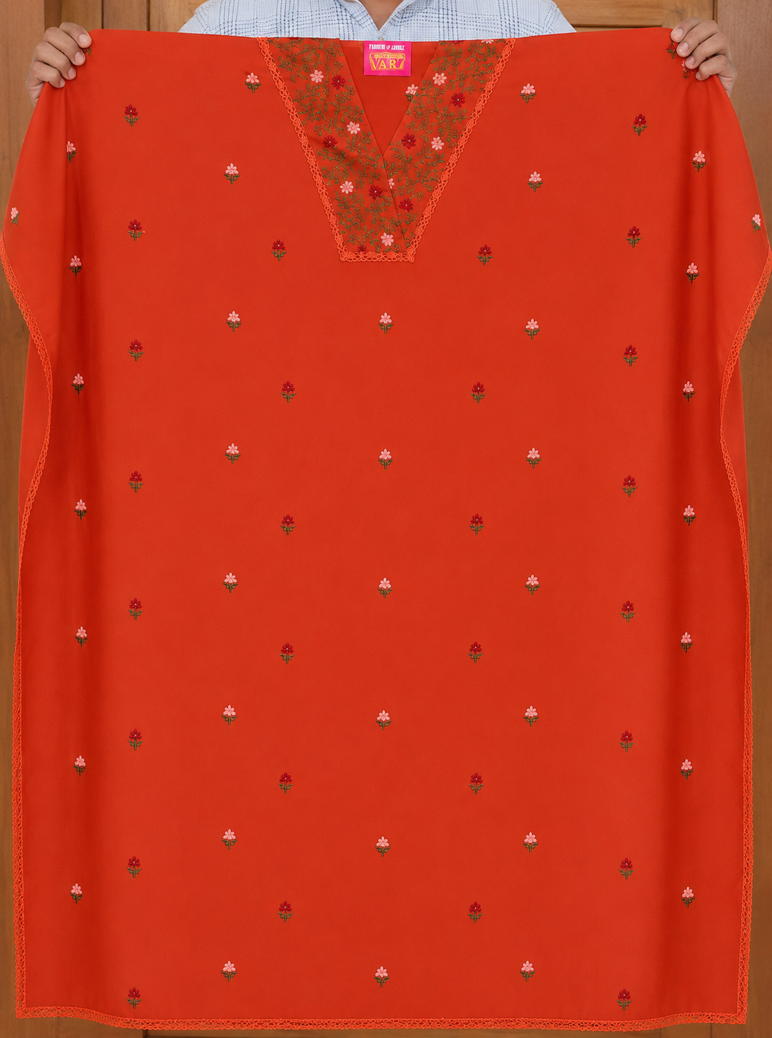 Floral Embroidered Mull Chanderi Churidar Material